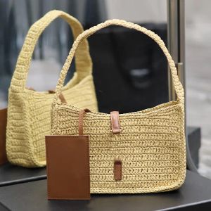 2023 New Straw Designer Bag Underarm Beach Designers Purse Women Shoulder Bags Luxury Hand Woven Lafite Cowhide Card Coin Bags fashion versatile