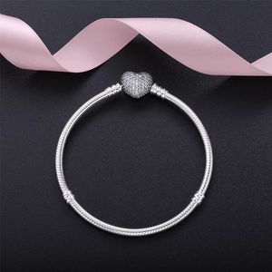 Sterling Silver Heart Charms Bracelet for Pandora Snake Chain Bracelets Designer Jewelry for Women Wedding Gift Love bracelet with Original Box Set