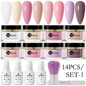 Nail Glitter 514PCSSet Dipping System Kit Powder with Base Activator Liquid Gel Color Natural Dry Without Lamp 230802