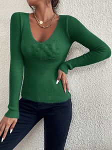 Kadın Sweaters Satış Kış Baharı Kadınlar Sıradan Uzun Kollu Örgü V Boyun Külot Kazak Femme Basic Pull Jerseytops Moda Boğan Giysileri 230803