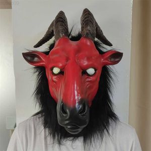 Party Masks Goat Antelope Mask Latex Animal Head Mask Farmyard Animal Goat Masks Adults Halloween Party Costumes Props L230803