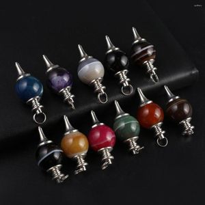 Pendant Necklaces 7PCS Natural Stone Spiritual Pendulum For Dowsing Divination Wicca Healing Crystal Cone Pendule DIY Jewelry