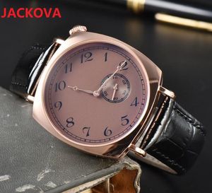 Specialform design mode mens tre stift arbetsklockor auto datum män äkta läder rem klocka hög kvalitet japen kvarts kronograf super ljus armbandsur