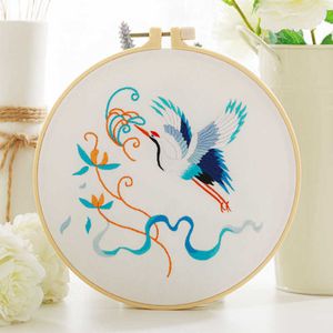 Kinesiska stilprodukter som sjunger fåglar broderi DIY Nålarbete Lovely Crane Needlecraft för nybörjare Cross Stitch