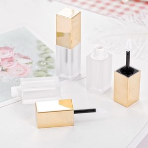 Vorratsflaschen 30 Stück 5 ml quadratische Goldkappe, mattiert, leere Lipgloss-Flasche, DIY-Behälter, transparent, nachfüllbar, Lipgloss