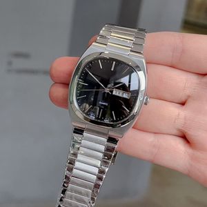 Classic neutral watch retro design square stainless steel pink dial luminous pointer fish eye arch glass quartz movement orologi di lusso Black om womens wristwatch