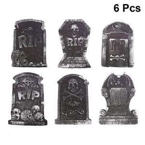 Party Masks 6PCS Outdoor Halloween Decorations Headstone Tombstones Tombstone For Cemetery Graveyard 230802