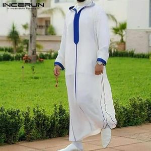 Män muslimska kaftan islamiska arabiska kläder lapptäcke Dubai Middle East Caftan huva Loose Casual Long Sleeve Jubba Thobe Ethnic Cloth2852