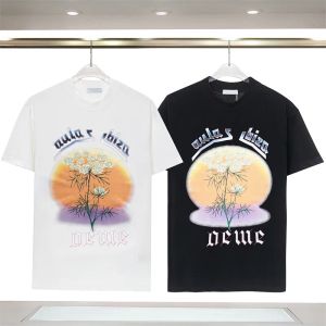 T-shirt Mens Low Tee Fashion Casual Design Chest Rose Large Print Round Neck Short Sleeve Top Soft Cotton Street Unisex Asian Size