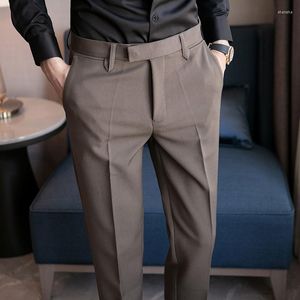 Calça masculina saco casual borda tira de calças pequenas garotas negócios cortes reto e elástica de roupas juvenis elásticas