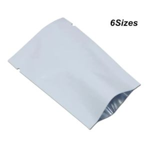 Toptan Beyaz 100 PCS Açık Üst Mylar Folyo Çantalar Gözyaşları Çentikleri Alüminyum Folyo Yiyecek Pepeli Vakum Isı Sızdırmazlığı Örnek Paketleri
