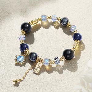 Strand Starry Sky Shining Obsidian Black Gallstone Radiant Blue Sand Lime Moonlight Bracelet