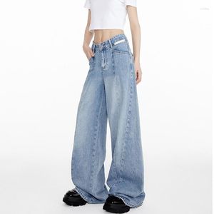 Женские джинсы WCFCX Студия высокой талии голубая женщина y2k Корейская одежда винтажная уличная одежда мешкоучая