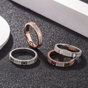 ice out love ring for women luxury rings classic wedding band plated gold silver ring mens fashion formal shiny famous jewelry designer as gift ZB019