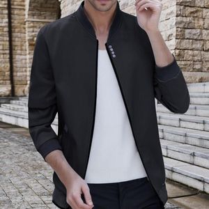 Männer Jacken Sommer Freizeit Jacke Mantel Einfarbig Tops Stehkragen Tasche Lange Sleeve Zipper Taste Streetwear Männliche Kleidung