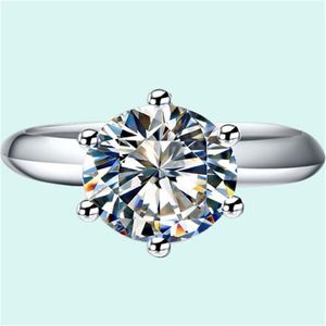 Cluster Rings Sightly Test Positive 3Ct 9 0mm D-E Lab-Grown Moissanite Diamond Ring 925 Sterling Silver Engagement Female1241N