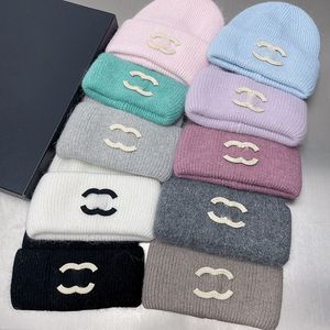 Monet Color System Solid Color Rabbit Hair Knitted Hat Autumn and Winter Warm Thick Fashion Flap Embroidery Woolen Hat Youth Trend 10 Style Stacked Hat