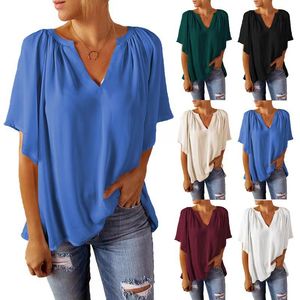 Lu Women Yoga Short Sleeve Shirt Sports Long Style Top Outfit V Neck Workout Loose Blouse Fitness Workout Fashion Tees Tops