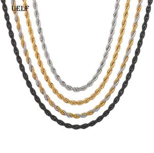 Łańcuchy Uelf 3/4 mm 316l łańcuch łańcuchowy Naszyjnik ze stali nierdzewnej nigdy nie zanikaj Wodoodporny dławik kobiet biżuteria złota kolor gif