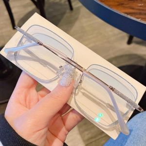 Sonnenbrille 2023 Mode Glitter Quadrat Anti-Blau Licht Gläser Frauen Männer Übergroße Ultra Brillen Büro Computer Brille