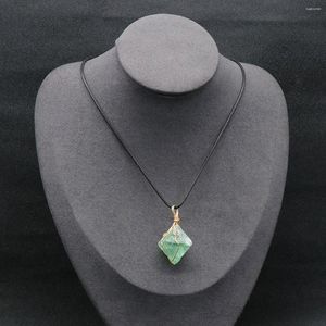 Подвесные ожерелья натуральные зеленые фториты колье неровные агаты Камень для женщин ювелирные аксессуары