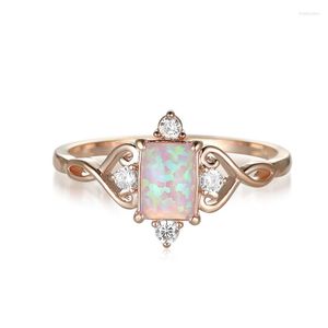 웨딩 반지 귀여운 여성 보라색 오팔 약혼 반지 단순한 트렌디 한 기하학적 돌 샴페인 골드 은색 여성을위한