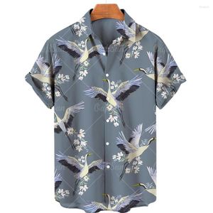 Camisas casuais masculinas camisa para homens trajes de pássaros férias vintage havaiano 3d floral blusa padrão alta qualidade luxo roupas dazn