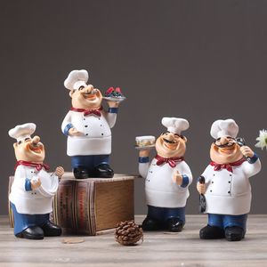 Dekorativa föremål Figurer Multipla stilar hartsharts Kockstaty Cartoon Restaurant Chef Figurin Cook Ornament Home Kitchen Cute Sculpture Tabletop Decors 230802