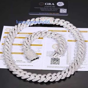 Hip Hop Men's Jewelry Cubana Pass Diamond Tester 18mm Iced Out Moissanite Cuban Link Chain Necklace with Gra Certificate