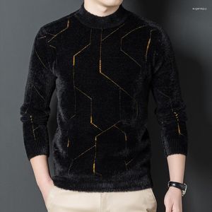 Herrtröjor Autumn och Winter Slim Fit Jumpers Warm Knited Casual Men kläder mjuk tröja toppkvalitet ull pullover