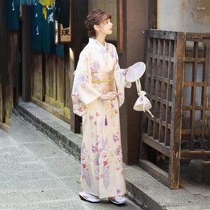 Etnik Giyim Japon Geleneksel Yukata Kimono Obi Baskı Çiçek Geyşa Vintage Kadın Sahne Göster Cosplay Kostüm Gece Elbise