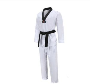 Schutzausrüstung TKD Kostüme Kleidung Weiß Taekwondo Uniformen WTF Karate Judo Dobok Kleidung Kinder Erwachsene Unisex Langarm Gi Uniform 230802