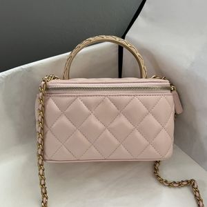 Luxus Frauen kleine Einkaufstasche Modedesigner Kosmetische Handtasche Top -Qualität Lady Crossbody Taschen Black Pink Lambskin Phone Handy mit Box AP3383