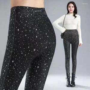 Leggings femininas quentes leggings elásticas outono inverno moda outwear lã grossa mulheres preto cintura alta mulher clube sexy calças finas