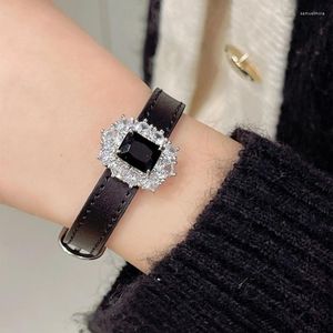 Link Armbänder Shinning Zirkonia Rosa Schwarz Leder Armband Für Frauen 2023 Modedesigner Schmuck Großhandel