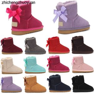 23SS New Bailey Bow Australia Kids Uggi Boots Girls Toddler Shoes Winter Snow Ugglies Sneakers Designer Boot Youth Chestnut Rock Rose Black Boots