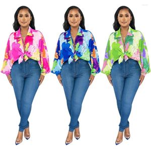 Blusas Femininas Tops Manga Morcego Verão Moda Feminina Camisa Estampada com Lapela 2023 Casual Cardigan Solto Temperamento Elegante Feminino