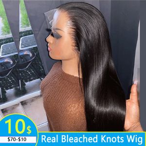 Wig Caps 30 inch lace front wig Brazilian bone straight human hair wig high-definition transparent 13X4 lace front wig 4X4 female closed wig 230803