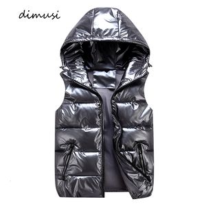 Gilet da uomo DIMUSI Gilet da uomo Moda invernale Argento Maschile Imbottito in cotone Cappotti con cappuccio Giacche senza maniche Casual Gilet spessi Abbigliamento uomo 230803