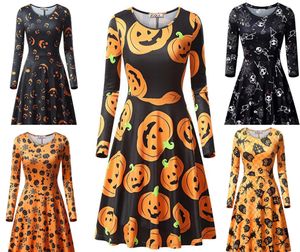 Holloween sukienka damska elegancka vintage bawełniana swobodna kwiecista druk roboczy Pioter Pan kołnierz liniowy sukienka europejska amerykańska sukienka z długim rękawem