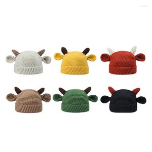 Berretti Inverno Lana Lavorata A Maglia Skullies Berretto Cappello Divertente Signora Dolce Carino Corna Orecchie Uomo Donna Cartoon Pullover Regalo Di Natale Costumi Cosplay