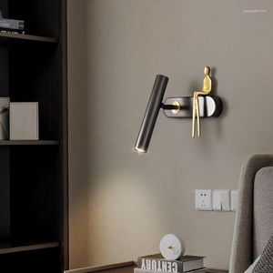 Wall Lamp Bedside All Copper Minimalist Modern Bedroom Background LED Nordic Living Room Rotating Decor Light Lighting