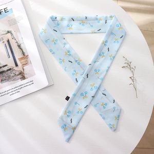 Scarves Summer Long Narrow Small Silk Blue Hair Ribbon Belt Bind Package Accessories Chiffon Decoration