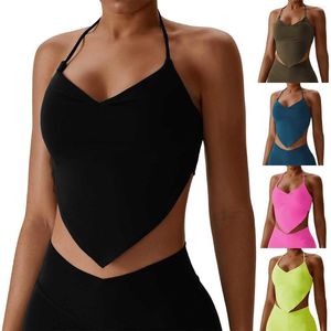Active Shirts Summer European And American Hanging Neck Yoga Clothing Women's Outdoor Sexy Suspenders Fitness Vest Fast Dry Sports
