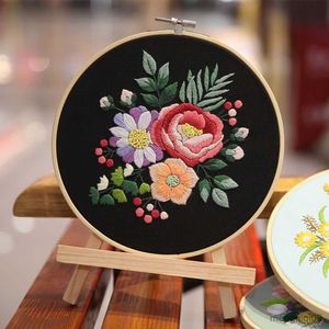 Chinese Style Products DIY Flowers Plants Pattern Embroidery Set Needlework Tools Printed Beginner Embroidery Round Cross Stitch Sewing Craft Decor R230803