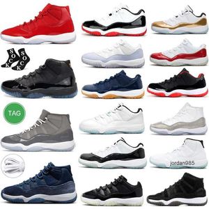 2024 Бархатные баскетбольные туфли Jumpman 11 11S Midnight Mail Silver Pure Cherry Concord Low Hight Cut Cool Grey Bred Metallic Fiolet Mens Women Sport Sneakers Размер 7-13