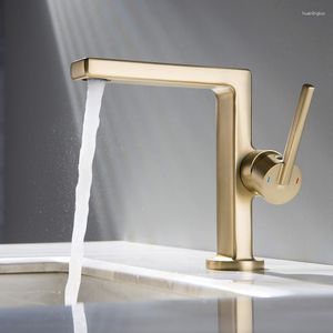 Badezimmer-Waschtischarmaturen, gebürstetes Gold, Waschbecken-Wasserhahn, Messing, Gun-Grau, Mischbatterie, kalte Toilette