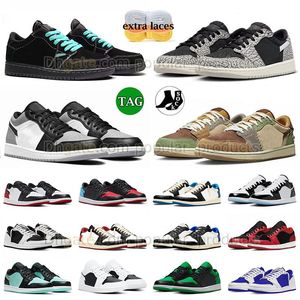 2023 Nya toppkorgbalskor Jumpman 1 Låg svart elefant Zion Williamson Voodoo Tiffany Blue Grey Toe Mens Womens Snekaers 1s Concord Reverse Mocha Outdoor Trainers