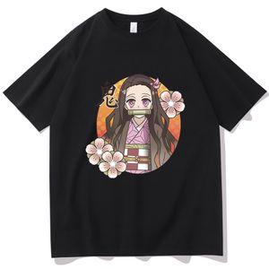 女性のTシャツ日本のアニメ悪魔のスレイヤーTシャツkawaii kamado nezuko print漫画服90年代ハラジュクトップティー230802