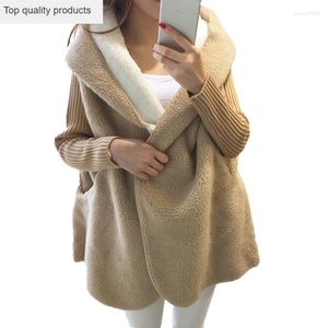 Women's Jackets Outerwear Female 2023 Autumn Big Yard Loose Women Knitted Full Sleeve Covered Button Hooded Cashmere Jacket OK887
